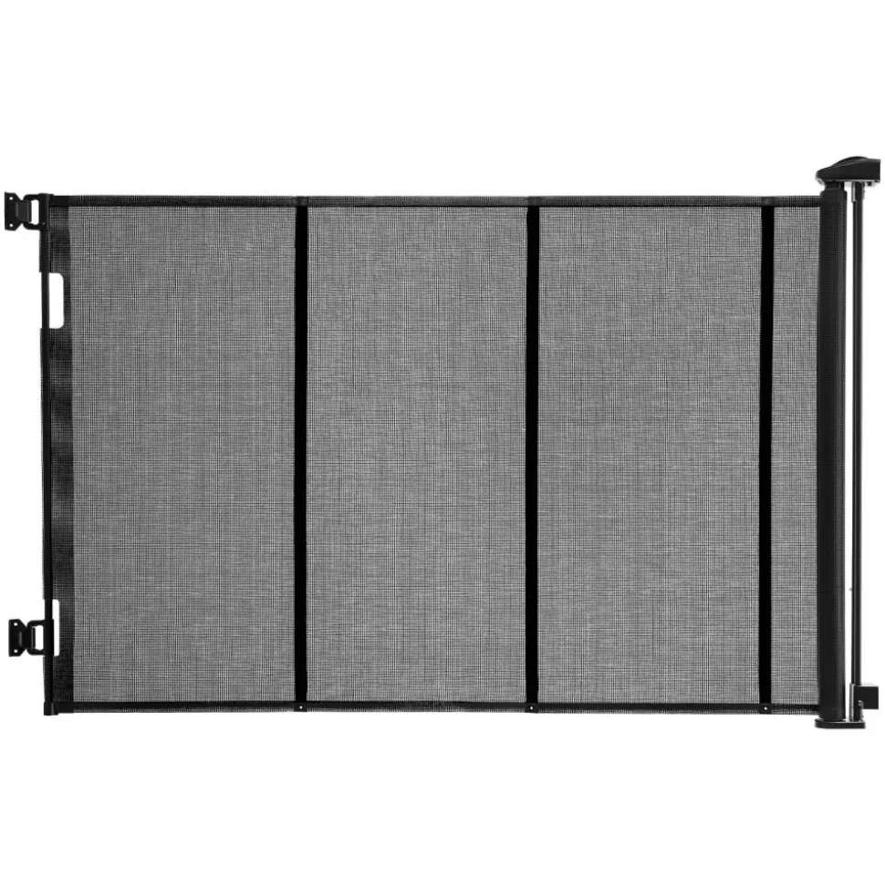 VEVOR Retractable Baby Gate, Extends to 202.7 inch Extra Wide, 39 inch Tall, with Reinforced Fiberglass Strips, Avoids Crawling Through, Mesh Dog Gate for Decks, Doorways, Garages, Indoor, Black