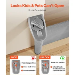 VEVOR Retractable Baby Gate, Extends to 72.8 inch Wide, 31.3 inch Tall, with Security Lock, Easy to Use, Walk Through Without Tripping, Mesh Dog Gate for Stairs, Hallways, Indoor/Outdoor, Gray