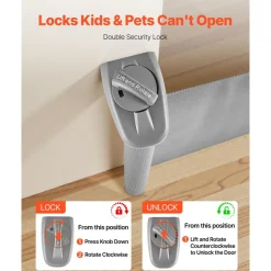 VEVOR Retractable Baby Gate, Extends to 57 inch Wide, 38.5 inch Tall, with Security Lock, Easy to Use, Walk Through Without Tripping, Mesh Dog Gate for Stairs, Hallways, Indoor/Outdoor, Gray