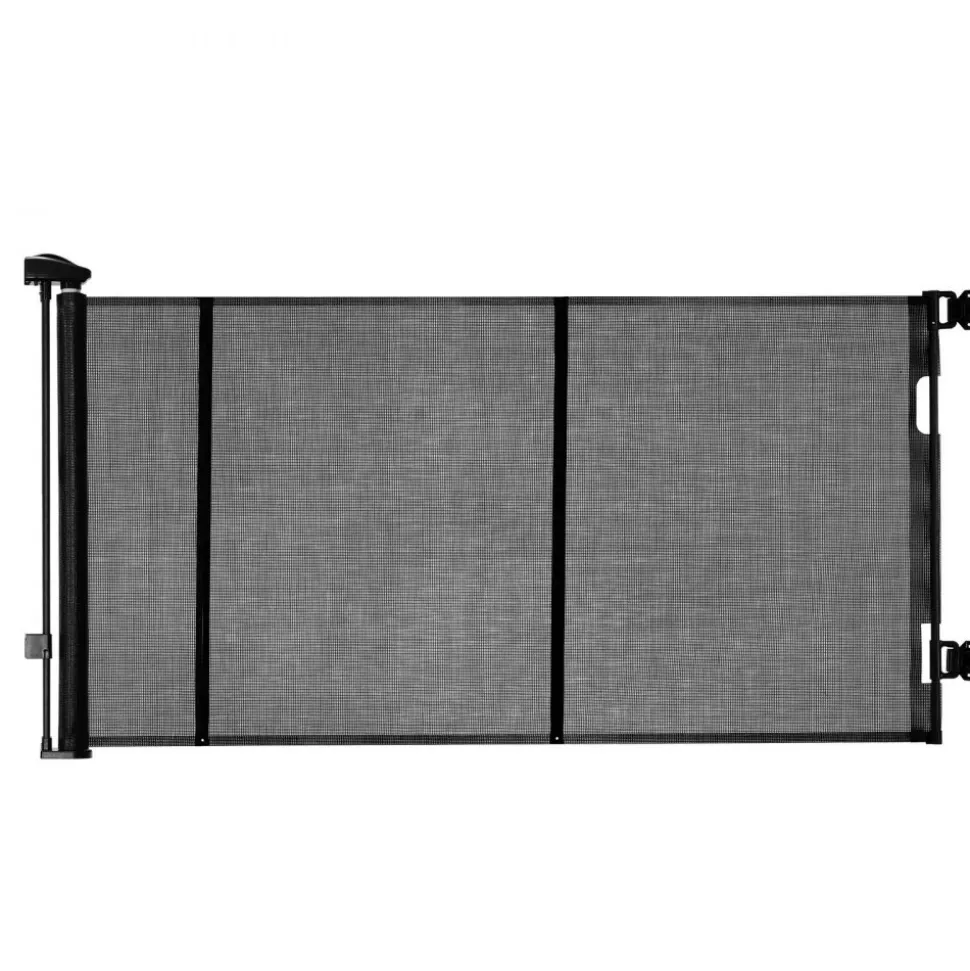 VEVOR Retractable Baby Gate, Extends to 122 inch Extra Wide, 31.3 inch Tall, with Reinforced Fiberglass Strips, Avoids Crawling Through, Mesh Dog Gate for Decks, Doorways, Garages, Indoor, Black