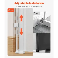 VEVOR Retractable Baby Gate, 34 inch Tall, Extends up to 110 inch Wide, Retractable Gate for Kids or Pets, Mesh Material, Easy to Install for Indoor Stairs, Doorways, Hallways, Playrooms, White