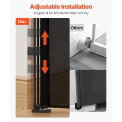 VEVOR Retractable Baby Gate, 34 inch Tall, Extends up to 71 inch Wide, Retractable Gate for Kids or Pets, Mesh Material, Easy to Install for Indoor Stairs, Doorways, Hallways, Playrooms, Black