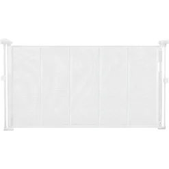 VEVOR Retractable Baby Gate, 34 inch Tall, Extends up to 55 inch Wide, Retractable Gate for Kids or Pets, Mesh Material, Easy to Install for Indoor Stairs, Doorways, Hallways, Playrooms, White