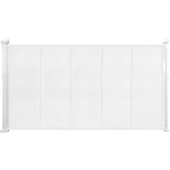 VEVOR Retractable Baby Gate, 34 inch Tall, Extends up to 55 inch Wide, Retractable Gate for Kids or Pets, Mesh Material, Easy to Install for Indoor Stairs, Doorways, Hallways, Playrooms, White