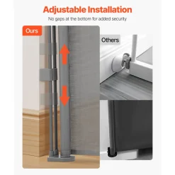VEVOR Retractable Baby Gate, 34 inch Tall, Extends up to 71 inch Wide, Retractable Gate for Kids or Pets, Mesh Material, Easy to Install for Indoor Stairs, Doorways, Hallways, Playrooms, Gray