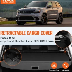 VEVOR Retractable Cargo Cover for Mazda, Upgraded Waterproof Trunk Cover Security Shield Shade for Mazda CX-5 2017-2025 5-Seater, UV Resistant Rear Trunk Cover, Aluminum Alloy & PVC Leather Texture