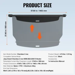 VEVOR Retractable Cargo Cover for Mazda, Upgraded Waterproof Trunk Cover Security Shield Shade for Mazda CX-5 2017-2025 5-Seater, UV Resistant Rear Trunk Cover, Aluminum Alloy & PVC Leather Texture