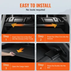 VEVOR Retractable Cargo Cover, Upgraded Waterproof Trunk Cover Security Shield Shade for Jeep Grand Cherokee 2 Row 2022-2025 5-Seater, UV Proof Rear Trunk Cover Aluminum Alloy & PVC Leather Texture