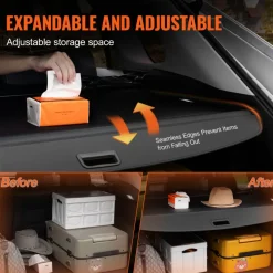 VEVOR Retractable Cargo Cover, Upgraded Waterproof Trunk Cover Security Shield Shade for Jeep Grand Cherokee 2 Row 2022-2025 5-Seater, UV Proof Rear Trunk Cover Aluminum Alloy & PVC Leather Texture