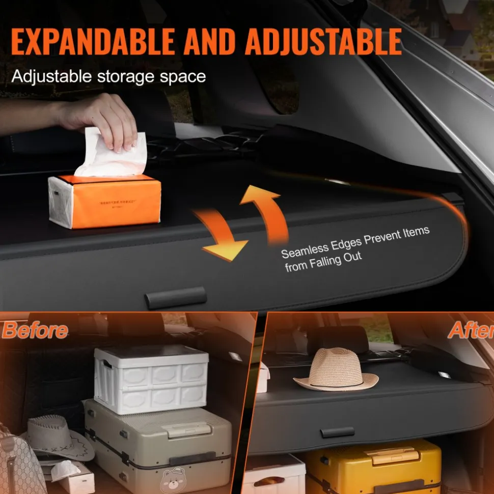 VEVOR Retractable Cargo Cover, Upgraded Carbon Fiber Texture Trunk Cover, Anti-Peeping Luggage Privacy Shield, Easy Installation Security Shade Car Accessories, for Toyota RAV4 2019-2025 5-Seater