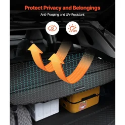 VEVOR Retractable Cargo Cover, Upgraded Carbon Fiber Texture Trunk Cover, Anti-Peeping Luggage Privacy Shield, Easy Installation Security Shade Car Accessories, for Honda CRV 2023-2025 5-Seater