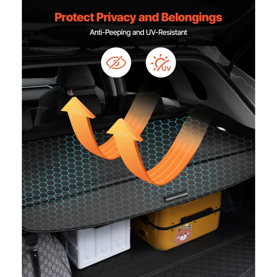 VEVOR Retractable Cargo Cover, Upgraded Carbon Fiber Texture Trunk Cover, Anti-Peeping Luggage Privacy Shield, Easy Installation Security Shade Car Accessories, for Honda CRV 2023-2025 5-Seater