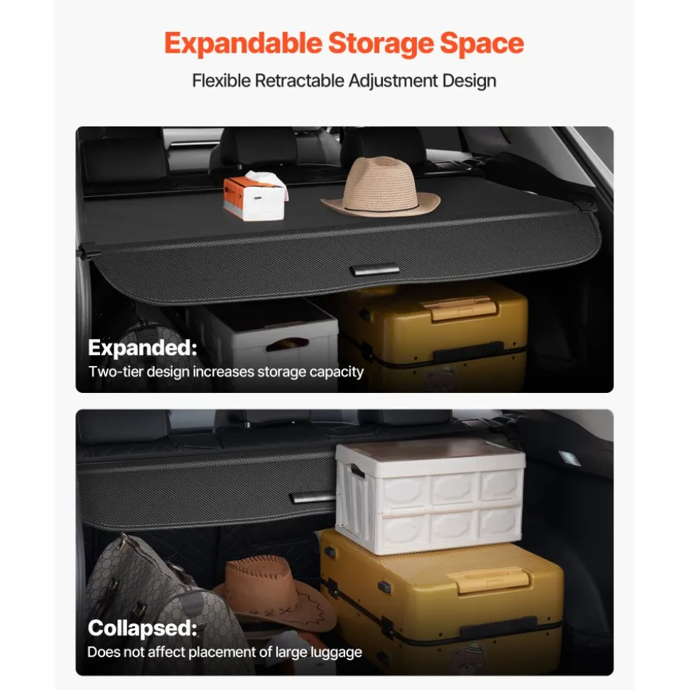 VEVOR Retractable Cargo Cover, Upgraded Carbon Fiber Texture Trunk Cover, Anti-Peeping Luggage Privacy Shield, Easy Installation Security Shade Car Accessories, for Honda CRV 2023-2025 5-Seater