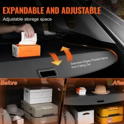 VEVOR Retractable Cargo Cover for Toyota, Upgraded Waterproof Trunk Cover Security Shield Shade for Toyota RAV4 2019-2025 5-Seater, UV Resistant Rear Trunk Cover, Aluminum Alloy & PVC Leather Texture