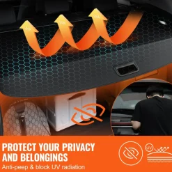 VEVOR Retractable Cargo Cover for Toyota, Upgraded Waterproof Trunk Cover Security Shield Shade for Toyota RAV4 2019-2025 5-Seater, UV Resistant Rear Trunk Cover, Aluminum Alloy & PVC Leather Texture