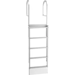 VEVOR Retractable Dock Ladder, 5 Steps, Aluminum Alloy Pontoon Boat Swim Ladder with Auto-Lift Float, Non-Slip Wide Steps, 500 lbs Weight Capacity, Adjustable Height, for Lake Pool Marine Boarding