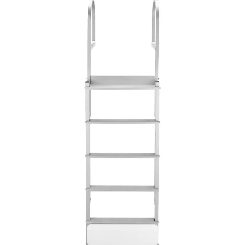 VEVOR Retractable Dock Ladder, 5 Steps, Aluminum Alloy Pontoon Boat Swim Ladder with Auto-Lift Float, Non-Slip Wide Steps, 500 lbs Weight Capacity, Adjustable Height, for Lake Pool Marine Boarding