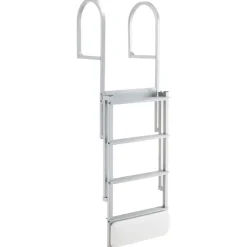 VEVOR Retractable Dock Ladder, 4 Steps, Aluminum Alloy Pontoon Boat Swim Ladder with Auto-Lift Float, Non-Slip Wide Steps, 500 lbs Weight Capacity, Adjustable Height, for Lake Pool Marine Boarding