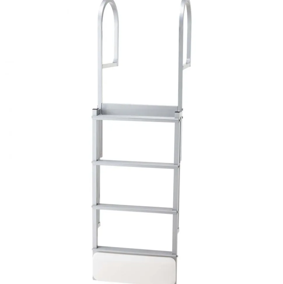 VEVOR Retractable Dock Ladder, 4 Steps, Aluminum Alloy Pontoon Boat Swim Ladder with Auto-Lift Float, Non-Slip Wide Steps, 500 lbs Weight Capacity, Adjustable Height, for Lake Pool Marine Boarding