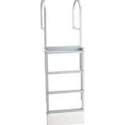 VEVOR Retractable Dock Ladder, 4 Steps, Aluminum Alloy Pontoon Boat Swim Ladder with Auto-Lift Float, Non-Slip Wide Steps, 500 lbs Weight Capacity, Adjustable Height, for Lake Pool Marine Boarding
