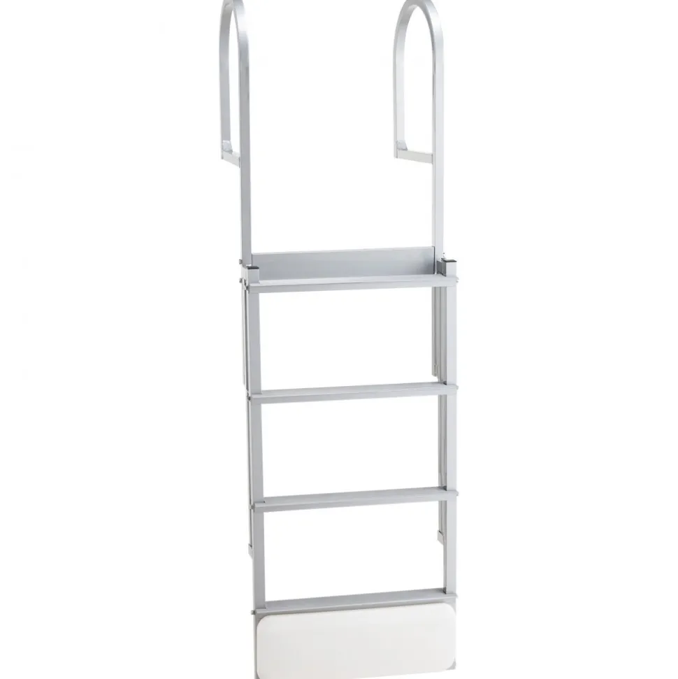 VEVOR Retractable Dock Ladder, 4 Steps, Aluminum Alloy Pontoon Boat Swim Ladder with Auto-Lift Float, Non-Slip Wide Steps, 500 lbs Weight Capacity, Adjustable Height, for Lake Pool Marine Boarding