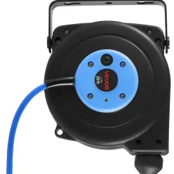 VEVOR Retractable Extension Cord Reel 25FT Heavy Duty 14AWG/3C SJTOW Blue, for Ceiling/Wall Mount, 13A Circuit Breaker, Automatic Retractable Power Cord, Lighted Triple Tap, with 180° Swivel Bracket