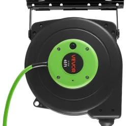VEVOR Retractable Extension Cord Reel 65FT Heavy Duty 12AWG/3C SJTOW Black, for Ceiling/Wall Mount, 15A Circuit Breaker, Automatic Retractable Power Cord, Lighted Triple Tap, with 180° Swivel Bracket