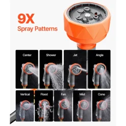VEVOR Retractable Garden Hose Reel, 5/8 Inch x 100 ft Wall Mounted Hose Reel, Heavy Duty Garden Hose Reel with 9 Patterns Nozzle, Any Length Lock, Upgraded Slow Return System and 180°Swivel Bracket
