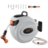 VEVOR Retractable Hose Reel, 130 ft x 1/2 inch, 180° Swivel Bracket Wall-Mounted, Garden Water Hose Reel with 9-Pattern Nozzle, Automatic Rewind, Lock at Any Length, and Slow Return System
