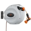 VEVOR Retractable Hose Reel, 100 ft x 1/2 inch, 180° Swivel Bracket Wall-Mounted, Garden Water Hose Reel with 9-Pattern Nozzle, Automatic Rewind, Lock at Any Length, and Slow Return System