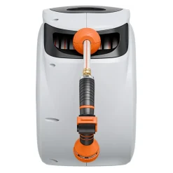 VEVOR Retractable Hose Reel, 84 ft x 5/8 inch, 180° Swivel Bracket Wall-Mounted, Garden Water Hose Reel with 9-Pattern Nozzle, Automatic Rewind, Lock at Any Length, and Slow Return System