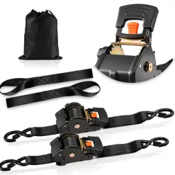 VEVOR Retractable Ratchet Straps, 2 in x 10 ft, Tie Down Straps with S Hooks, 3033 lbs Break Strength, 2 Soft Loops, Tie Down Ratcheting for Moving, Trailers, Motorcycles, Kayaks, Car Roof, 2 Pack