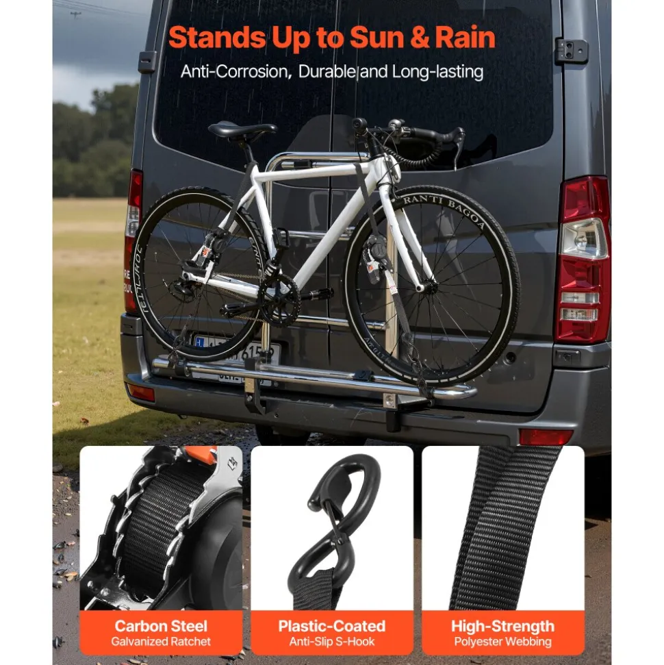 VEVOR Retractable Ratchet Straps, 1 in x 10 ft, Tie Down Straps with S Hooks, 1200 lbs Break Strength, 4 Soft Loops, Tie Down Ratcheting for Moving, Trailers, Motorcycles, Kayaks, Car Roof, 4 Pack