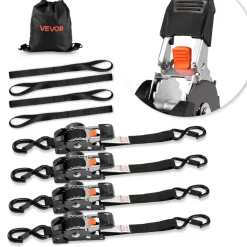 VEVOR Retractable Ratchet Straps, 1 in x 10 ft, Tie Down Straps with S Hooks, 1200 lbs Break Strength, 4 Soft Loops, Tie Down Ratcheting for Moving, Trailers, Motorcycles, Kayaks, Car Roof, 4 Pack