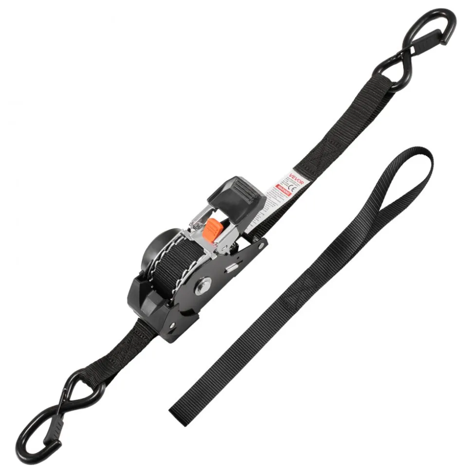 VEVOR Retractable Ratchet Straps, 1 in x 10 ft, Tie Down Straps with S Hooks, 1200 lbs Break Strength, 4 Soft Loops, Tie Down Ratcheting for Moving, Trailers, Motorcycles, Kayaks, Car Roof, 4 Pack