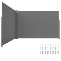 VEVOR Retractable Side Awning, 79''x 236'' Outdoor Privacy Screen, 180g Polyester Water-proof Retractable Patio Screen, UV 30+ Room Divider Wind Screen for Patio, Backyard, Balcony, Gray