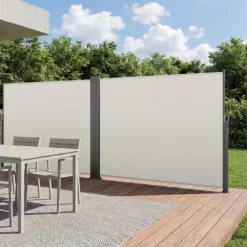 VEVOR Retractable Side Awning, 71''x 118'' Aluminum Outdoor Privacy Screen, 280g Polyester Water-proof Retractable Patio Screen, UV 30+ Room Divider Wind Screen for Patio, Backyard, Balcony, Gray