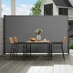 VEVOR Retractable Side Awning, 71''x 138'' Outdoor Privacy Screen, 180g Polyester Water-proof Retractable Patio Screen, UV 30+ Room Divider Wind Screen for Patio, Backyard, Balcony, Gray