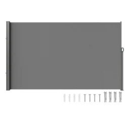 VEVOR Retractable Side Awning, 71''x 138'' Outdoor Privacy Screen, 180g Polyester Water-proof Retractable Patio Screen, UV 30+ Room Divider Wind Screen for Patio, Backyard, Balcony, Gray