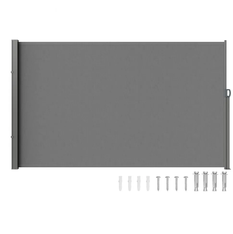 VEVOR Retractable Side Awning, 71''x 138'' Outdoor Privacy Screen, 180g Polyester Water-proof Retractable Patio Screen, UV 30+ Room Divider Wind Screen for Patio, Backyard, Balcony, Gray