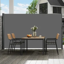 VEVOR Retractable Side Awning, 63''x 118'' Aluminum Outdoor Privacy Screen, 280g Polyester Water-proof Retractable Patio Screen, UV 30+ Room Divider Wind Screen for Patio, Backyard, Balcony, Gray