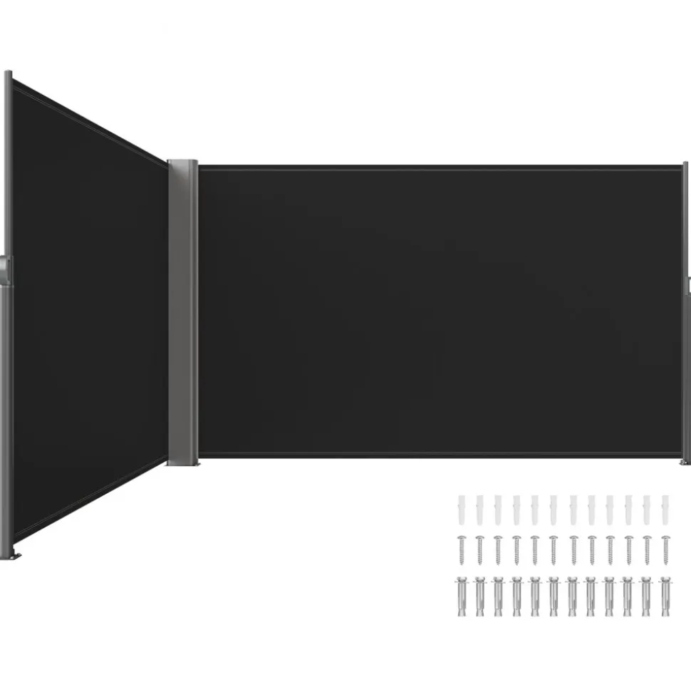 VEVOR Retractable Side Awning, 71''x 138'' Outdoor Privacy Screen, 180g Polyester Water-proof Retractable Patio Screen, UV 30+ Room Divider Wind Screen for Patio, Backyard, Balcony, Beige