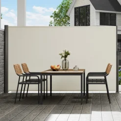 VEVOR Retractable Side Awning, 71''x 118'' Aluminum Outdoor Privacy Screen, 280g Polyester Water-proof Retractable Patio Screen, UV 30+ Room Divider Wind Screen for Patio, Backyard, Balcony, Beige