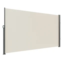 VEVOR Retractable Side Awning, 71''x 118'' Aluminum Outdoor Privacy Screen, 280g Polyester Water-proof Retractable Patio Screen, UV 30+ Room Divider Wind Screen for Patio, Backyard, Balcony, Beige
