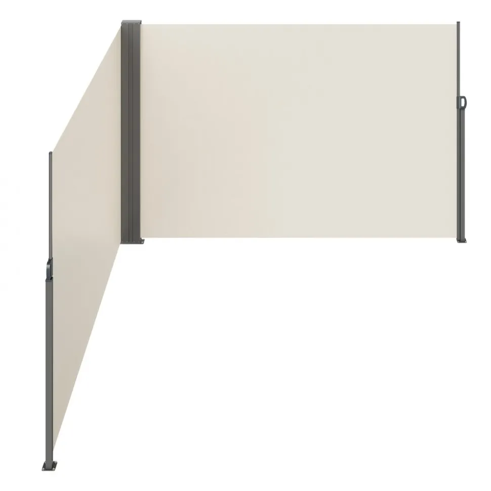 VEVOR Retractable Side Awning, 79''x 236'' Outdoor Privacy Screen, 180g Polyester Water-proof Retractable Patio Screen, UV 30+ Room Divider Wind Screen for Patio, Backyard, Balcony, Beige