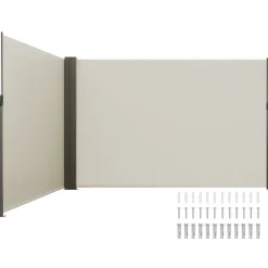 VEVOR Retractable Side Awning, 79''x 236'' Outdoor Privacy Screen, 180g Polyester Water-proof Retractable Patio Screen, UV 30+ Room Divider Wind Screen for Patio, Backyard, Balcony, Beige