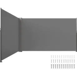 VEVOR Retractable Side Awning, 71''x 236'' Aluminum Outdoor Privacy Screen, 280g Polyester Water-proof Retractable Patio Screen, UV 30+ Room Divider Wind Screen for Patio, Backyard, Balcony, Gray