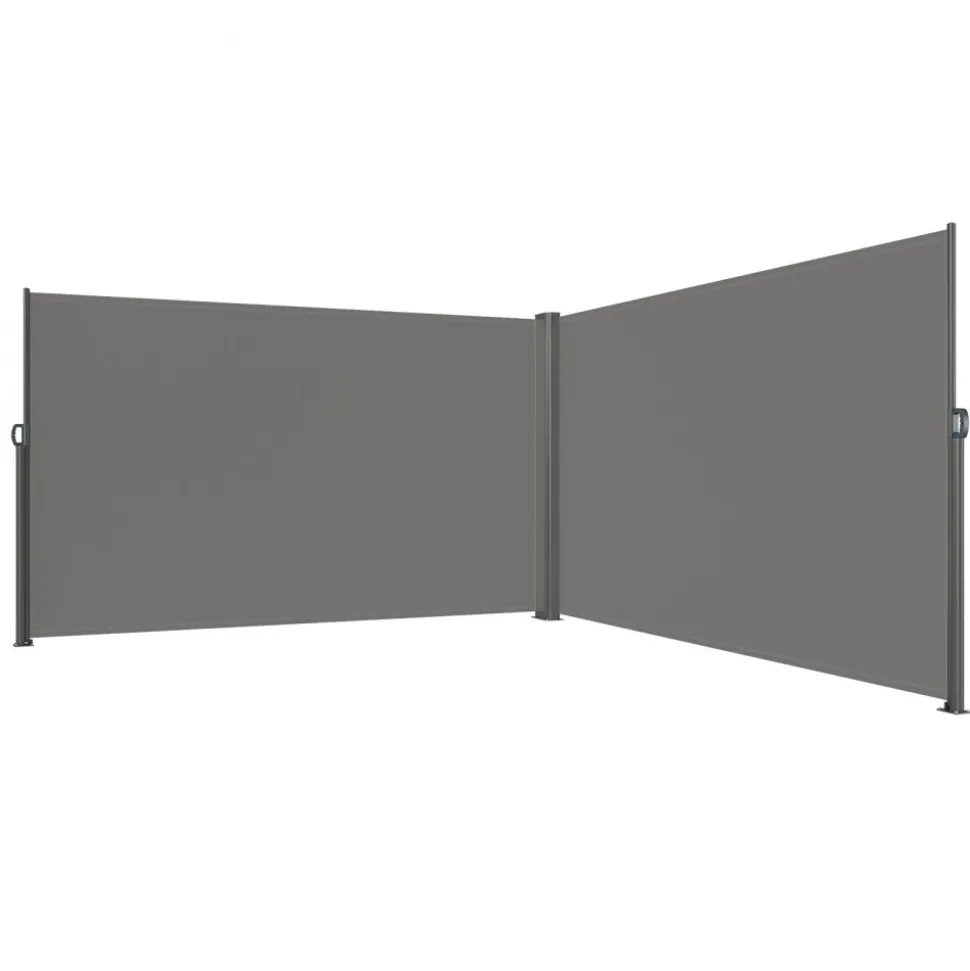 VEVOR Retractable Side Awning, 71''x 236'' Aluminum Outdoor Privacy Screen, 280g Polyester Water-proof Retractable Patio Screen, UV 30+ Room Divider Wind Screen for Patio, Backyard, Balcony, Gray