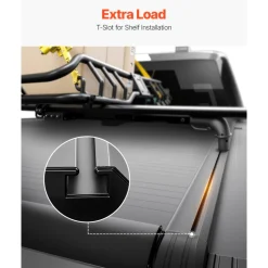 VEVOR Retractable Tonneau Cover, 5.0 ft Retractable Tonneau Cover with Built-in Drainage Pipe for 2021-2024 Toyota Tacoma Crew Cab w/ Deck Rail System , Hard Tonneau Cover with Double-Lock & T-Slot