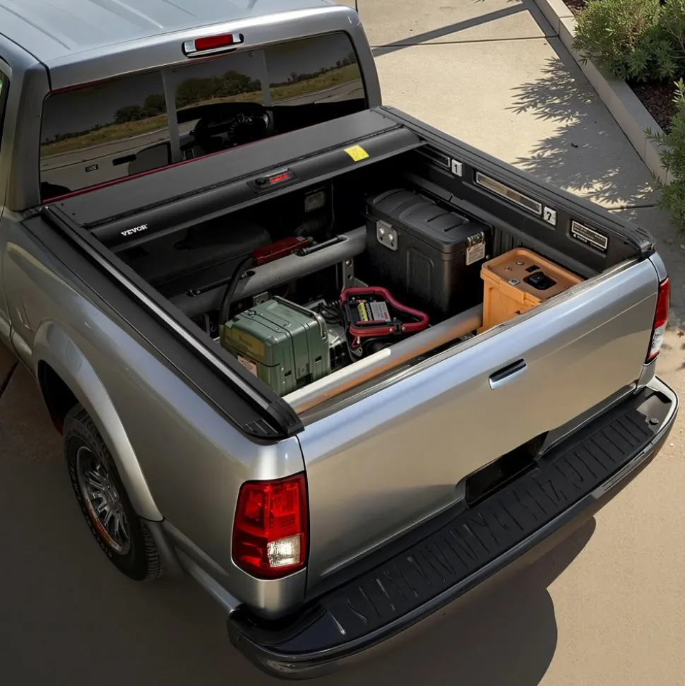 VEVOR Retractable Tonneau Cover, 5.7 ft Hard Retractable Tonneau Cover with Built-in Drainage Pipe for 2009-2024 Dodge Ram 1500 Crew Cab, Customized Hard Tonneau Cover with Double-Lock & T-Slot